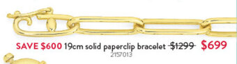 Goldmark 19cm solid paperclip bracelet offer