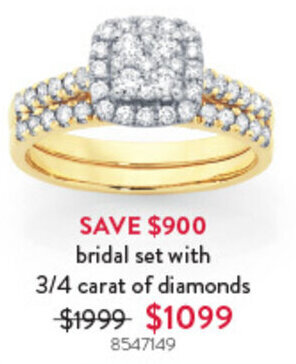 Goldmark bridal set with 3/4 carat of diamonds offer
