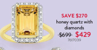 honey quartz with diamonds