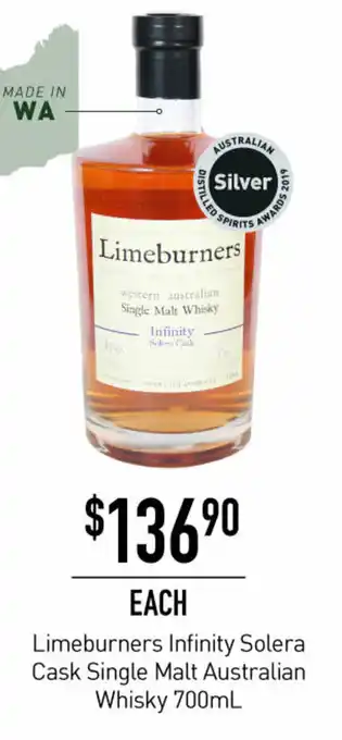 Lmeburners Infinity Solera Cask Single Malt Australian Whisky 700mL
