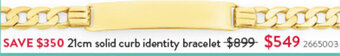 Goldmark 21cm solid curb identity bracelet offer