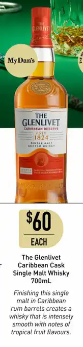 Dan Murphy's The Glenlivet Caribbean Cask Single Malt Whisky 700mL offer