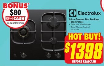 The Good Guys 60cm Ceramic Gas Cooktop - Black Glass offer