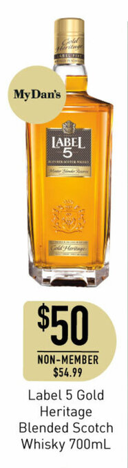 Label 5 Gold Heritage Blended Scotch Whisky 700mL