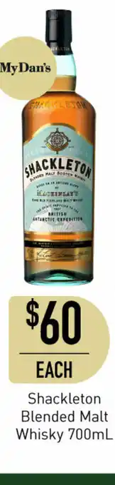 Dan Murphy's Shackleton Blended Malt Whisky 700mL offer