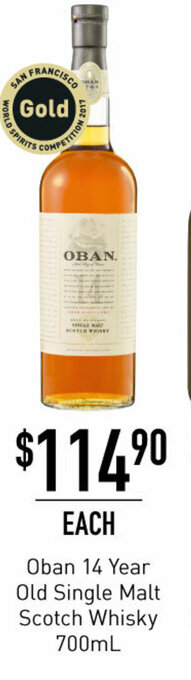 Dan Murphy's Oban 14 Year Old Single Malt Scotch Whisky 700mL offer