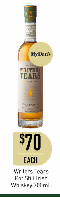 Dan Murphy's Writers Tears Pot Still Irish Whiskey 700mL offer