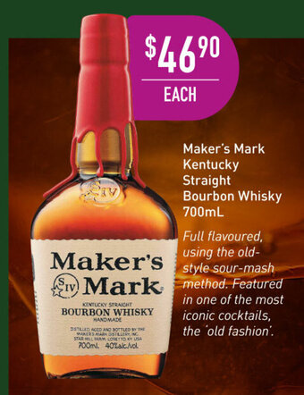 Maker's Mark Kentucky Straight Bourbon Whisky 700mL