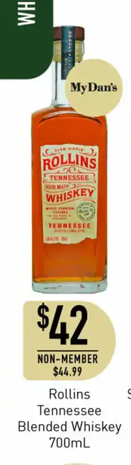 Dan Murphy's Rollins Tennessee Blended Whiskey 700mL offer