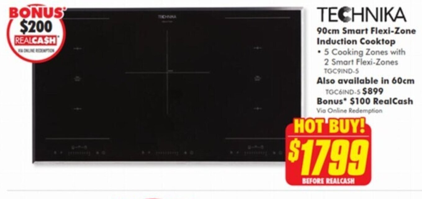 90cm Smart FlexiZone Induction Cooktop offer at The Good Guys