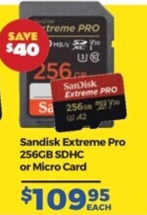 Teds Cameras Sandisk Extreme Pro 256GB SDHC or Micro Card offer