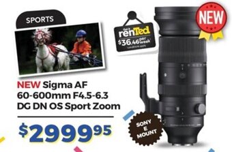 Teds Cameras Sigma AF 60-600mm F4.5-6.3 DG DN OS Sport Zoom offer