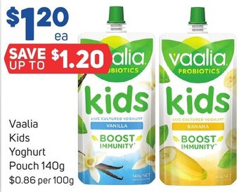Foodland Vaalia Kids Yoghurt Pouch 140g offer