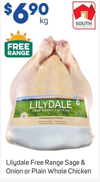 Foodland Lilydale Free Range Sage & Onion or Plain Whole Chicken offer