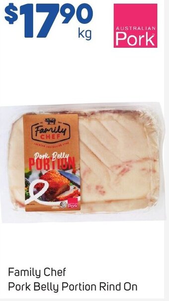 Foodland Family Chef Pork Belly Portion Rind On offer