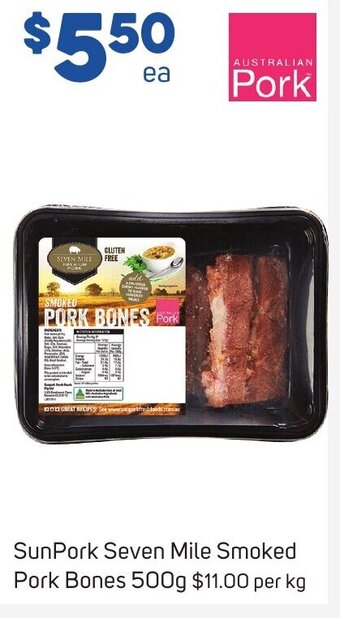 Foodland SunPork Seven Mile Smoked Pork Bones 500g offer