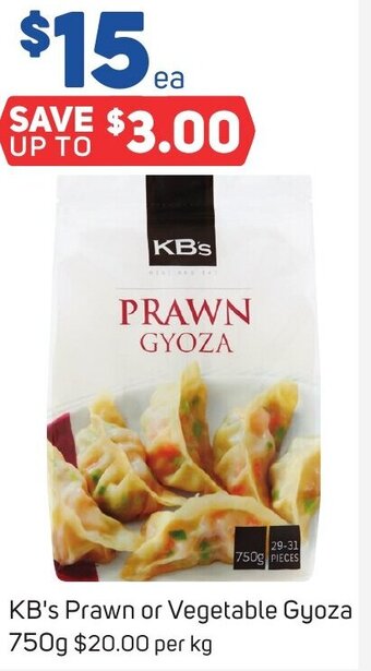 Foodland KB's Prawn or Vegetable Gyoza 750g offer