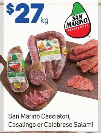 Foodland San Marino Cacciatori, Casalingo or Calabrese Salami offer