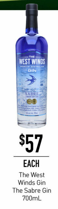 Dan Murphy's The west Winds Gin The Sabre Gin 700mL offer