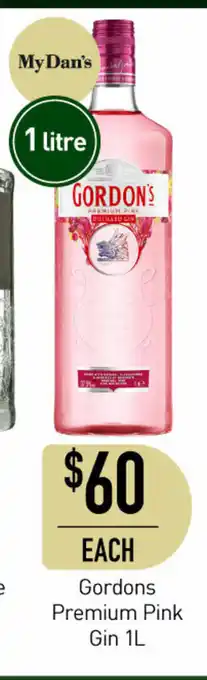 Dan Murphy's Gordons Premium Pink Gin 1L offer