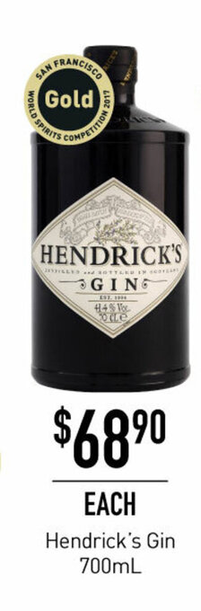 Dan Murphy's Hendrick's Gin 700ml offer