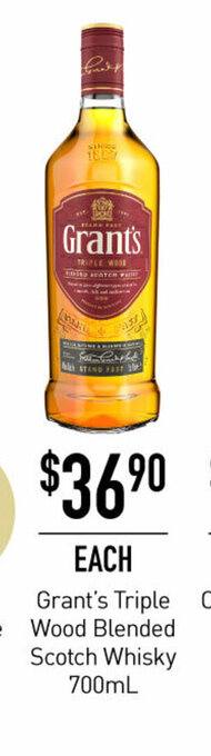 Dan Murphy's Grant's Triple Wood Blended Scotch Whisky 700mL offer