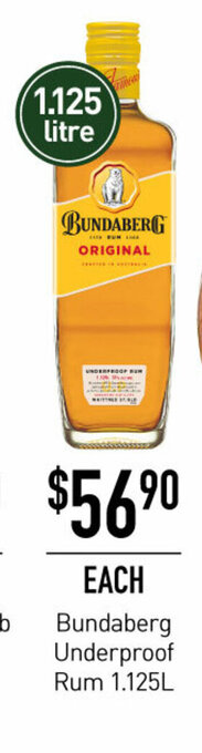 Dan Murphy's Bundaberg Underproof Rum 1.125L offer