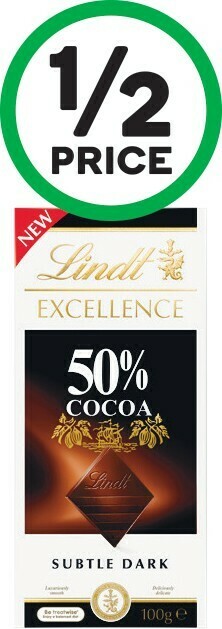 Woolworths Lindt Lindor or Excellence Block Varieties 80-100g offer