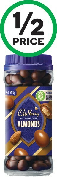 Woolworths Cadbury Chocolate Coated Fruit and Nut Varieties 280-340g offer