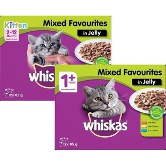BIG W Whiskas 12-pack cat food pouch varieties 85g offer