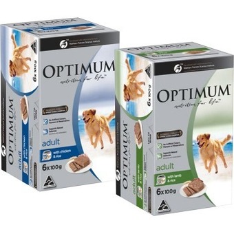 BIG W Optimum 6-pack dog food tray varieties 100g offer
