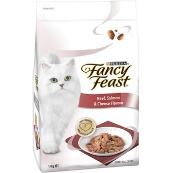 BIG W Fancy feast beef, salmon & cheese dry cat food 1.4kg offer