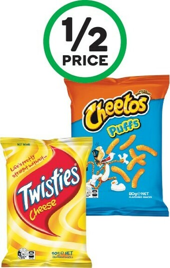 Woolworths Twisties 90g or Cheetos Puffs 80g offer