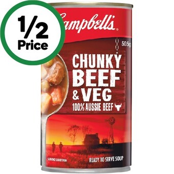 Woolworths Campbell’s chunky or country ladle soup 495-505g offer