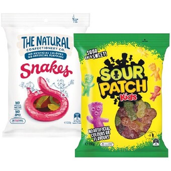 Woolworths The natural confectionery co or sour patch medium bags 180-230g offer