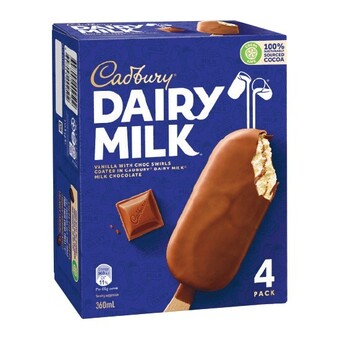 Woolworths Cadbury ice cream sticks 300-360ml pk 4 – from the freezer offer