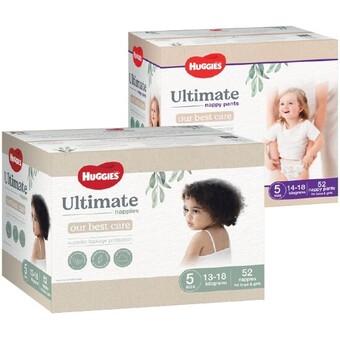 Woolworths Huggies ultimate jumbo nappies pk 52-72 or pants pk 46-56 offer