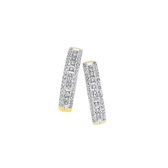 Prouds 9ct gold diamond three row hoop earrings offer