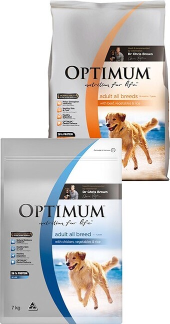 BIG W Optimum dry dog food varieties 7kg offer
