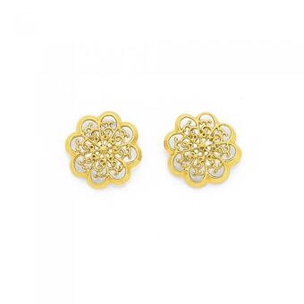 Prouds 9ct gold filigree flower stud earrings offer