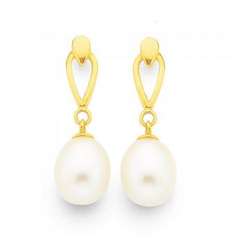 Prouds 9ct gold cultured fresh water pearl drop studs offer