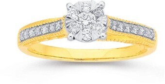 Prouds 9ct gold diamond cluster ring offer