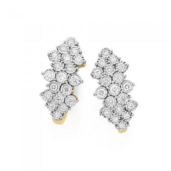 Prouds 9ct gold diamond cluster hoop earrings offer