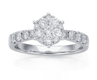 Prouds 9ct white gold diamond cluster ring offer