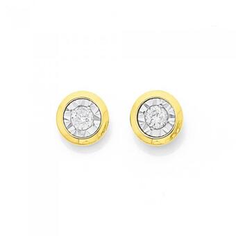 Prouds 9ct gold diamond bezel set stud earrings offer