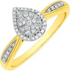 Prouds 9ct gold diamond pear ring offer