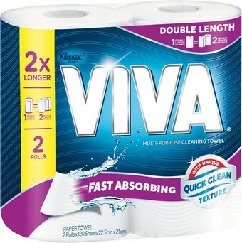 Woolworths Kleenex Viva Double Length Paper Towel Pk 2 offer