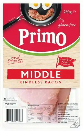 Woolworths Primo Middle Bacon Rashers 250g – From the Fridge offer