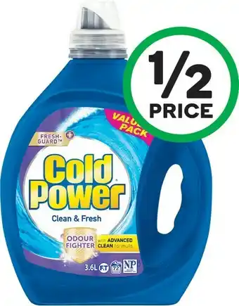Woolworths Cold Power Advanced Laundry Liquid 3.6-4 Litre or Powder 4 kg offer