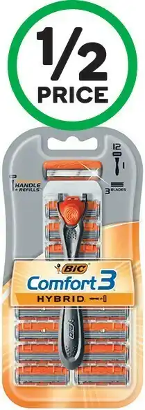 Woolworths BiC Hybrid 3 Handle with 12 Cartridges offer